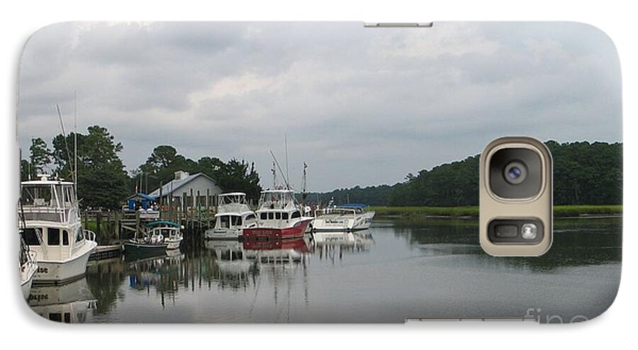 Calabash Galaxy S7 Case featuring the painting Calabash Dockside - Boats at Marina by Shelia Kempf