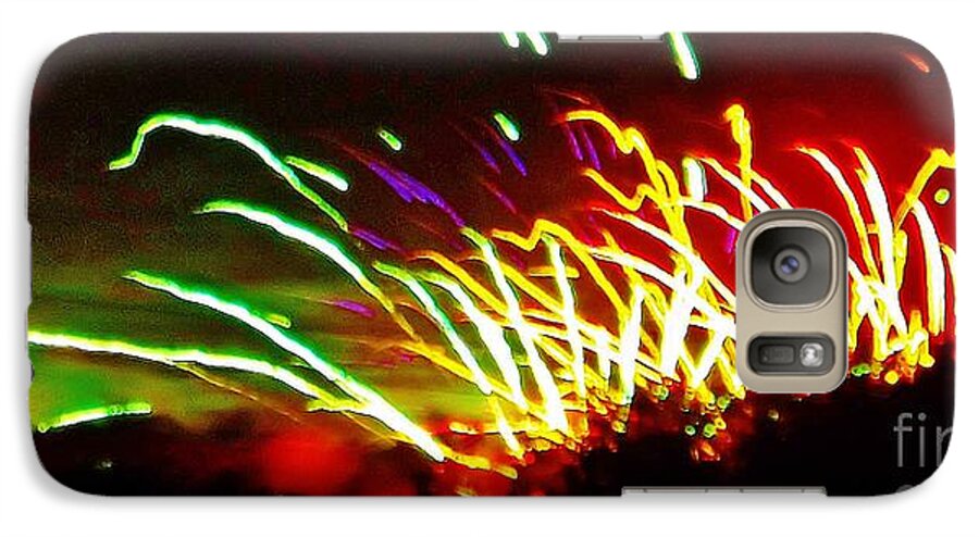 Abstract Galaxy S7 Case featuring the photograph Candy Stripe Fireworks by Brigitte Emme