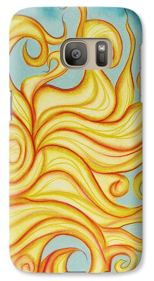 Sun Galaxy S7 Case featuring the pastel Chatting Sun by Susan Will