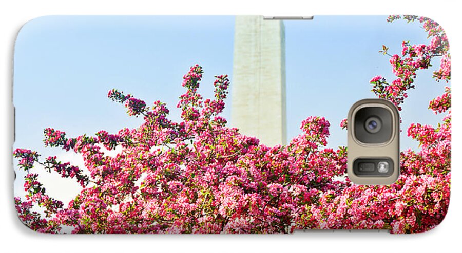 America Galaxy S7 Case featuring the photograph Cherry Trees and Washington Monument Two by Mitchell R Grosky