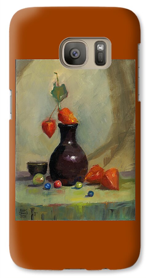 Marbles Galaxy S7 Case featuring the painting Chinese Lanterns and Marbles by Susan Thomas