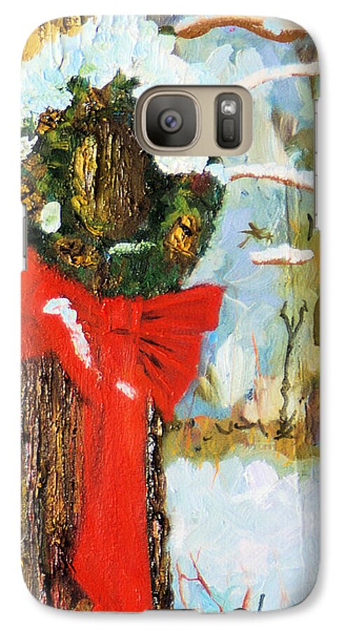 Impressionistic Christmas Holiday Card Galaxy S7 Case featuring the painting Christmas Wreath by Michael Daniels