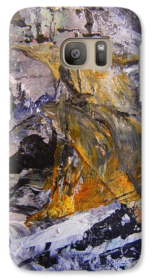 Coal Mining Stream Pollution  Abstract Painting Flooding Landscape Galaxy S7 Case featuring the painting Coal 2 by Nancy Kane Chapman