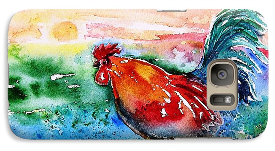 Cockerel Galaxy S7 Case featuring the painting Cock a Doodle Doo by Trudi Doyle