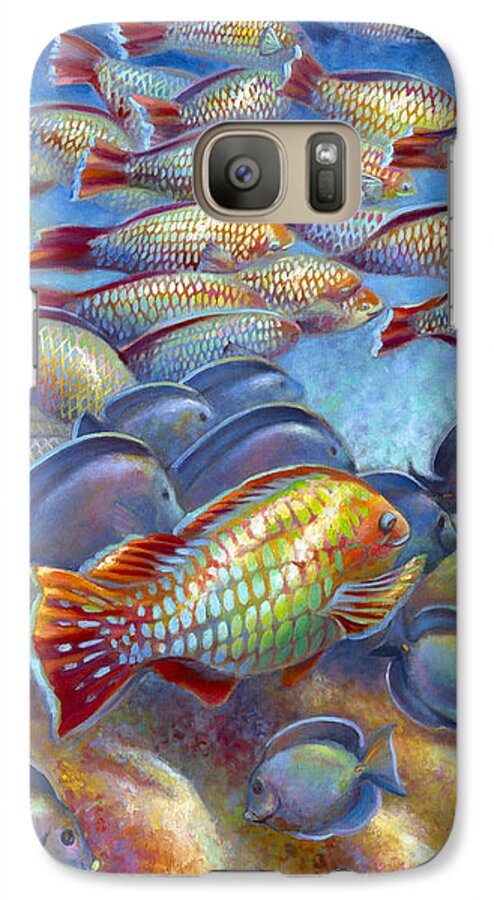 Underwater Coral Reef Galaxy S7 Case featuring the painting Coral Reef Life I by Nancy Tilles