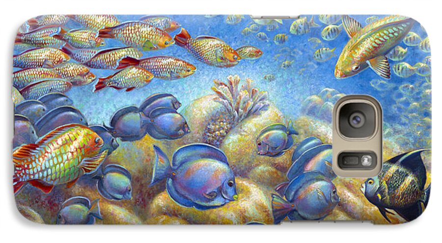 Underwater Coral Reef Galaxy S7 Case featuring the painting Coral Reef Life by Nancy Tilles