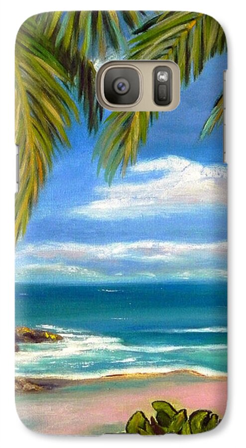 Art Galaxy S7 Case featuring the painting Costa Rica Rocks  Costa Rica Seascape by Shelia Kempf