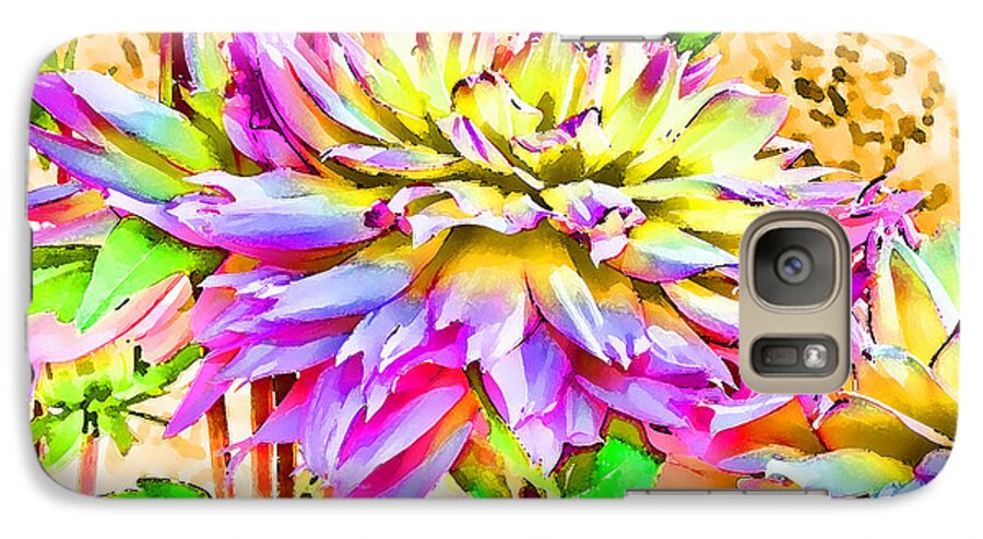 Dahlias Galaxy S7 Case featuring the photograph Dahlias In Digital Watercolor by Sandra Foster