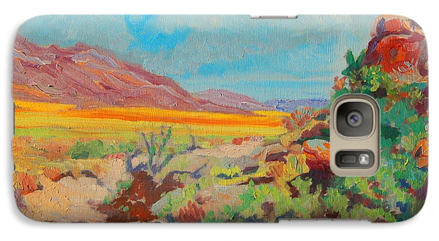 Desert Spring Flowers Galaxy S7 Case featuring the painting Desert Spring Flowers Namaqualand with Rock Outcrop by Thomas Bertram POOLE