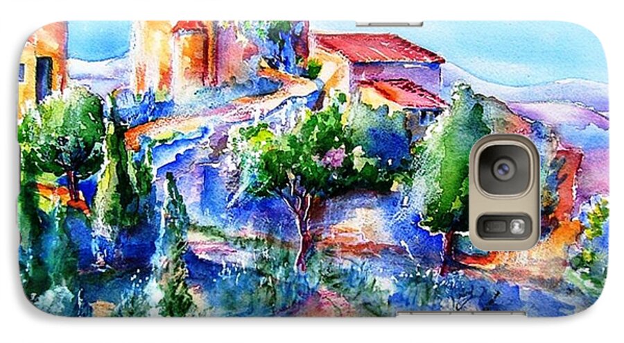 Landscape Galaxy S7 Case featuring the painting Deserted Village of Perillos by Trudi Doyle