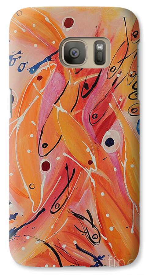 Fish Galaxy S7 Case featuring the painting Dolphins and Fish by Lyn Olsen