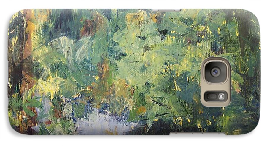 Landscape Of A Florida River Surrounded By Tropical Foliage Galaxy S7 Case featuring the painting Downstream by Mary Lynne Powers
