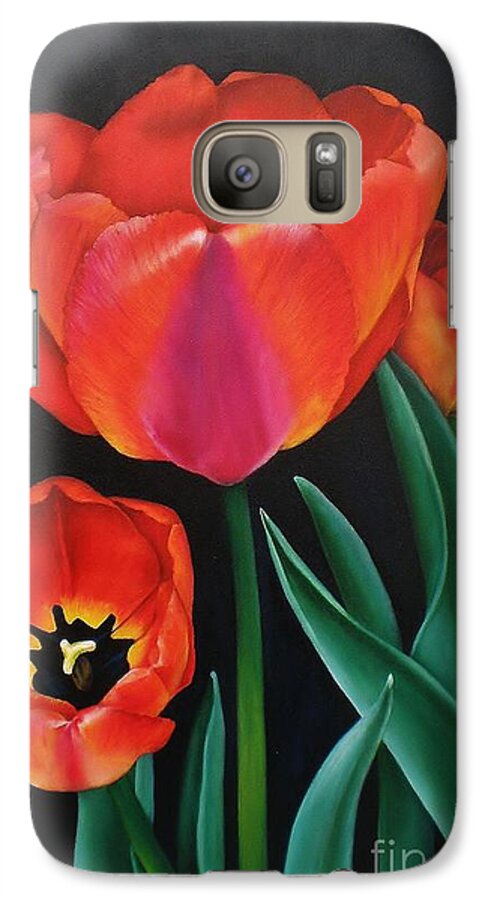 Flower Galaxy S7 Case featuring the painting Dressed in red by Paula Ludovino