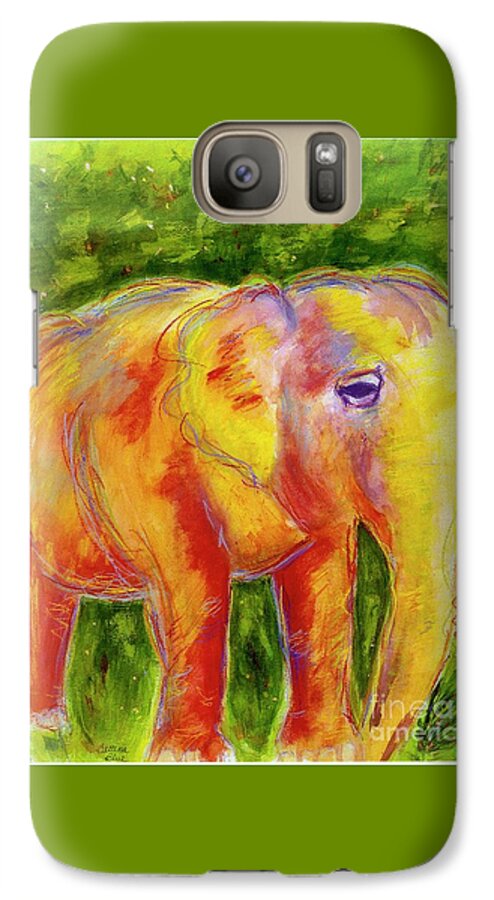 Elephant Galaxy S7 Case featuring the painting Elle by Beth Saffer
