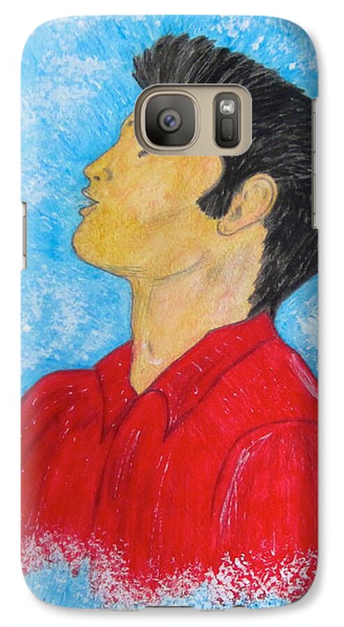 Elvis Presely Galaxy S7 Case featuring the painting Elvis Presley Singing by Kathy Marrs Chandler