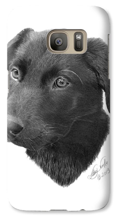 Black Labrador Galaxy S7 Case featuring the drawing Emmy - 019 by Abbey Noelle
