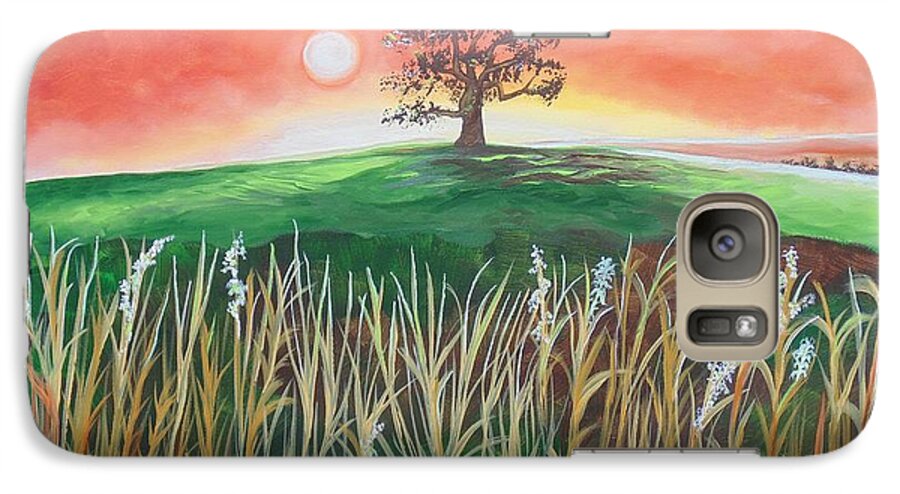 Plains Galaxy S7 Case featuring the painting Up in the sycamore tree I saw him by Nereida Rodriguez