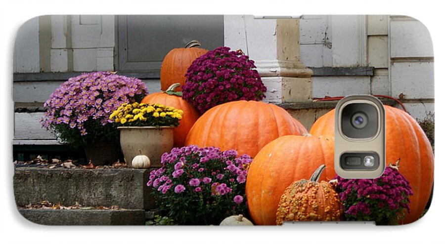 Fall Galaxy S7 Case featuring the photograph Fall Mums and Pumpkins by Lois Lepisto