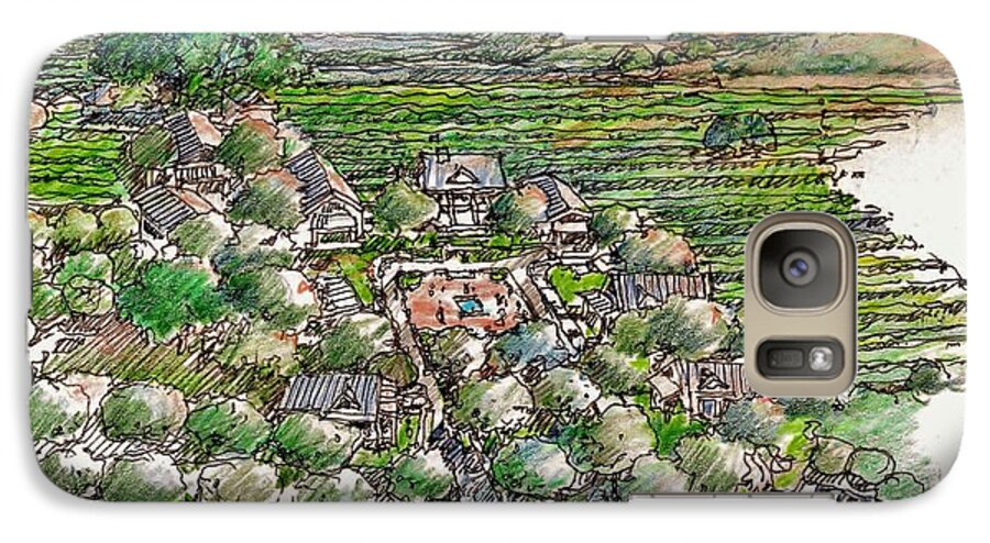 Farmland Community.vineyards Vineyard Living California Choice Of Living Galaxy S7 Case featuring the drawing Farming Compound by Andrew Drozdowicz
