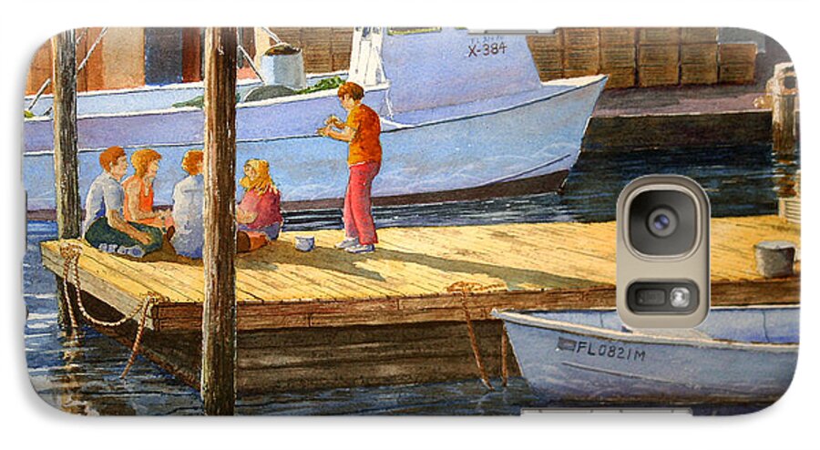 Boats Galaxy S7 Case featuring the painting Fish Tales at Cortez by Roger Rockefeller