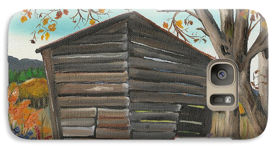 Autumn Galaxy S7 Case featuring the painting Autumn - Shack - Woodshed by Jan Dappen