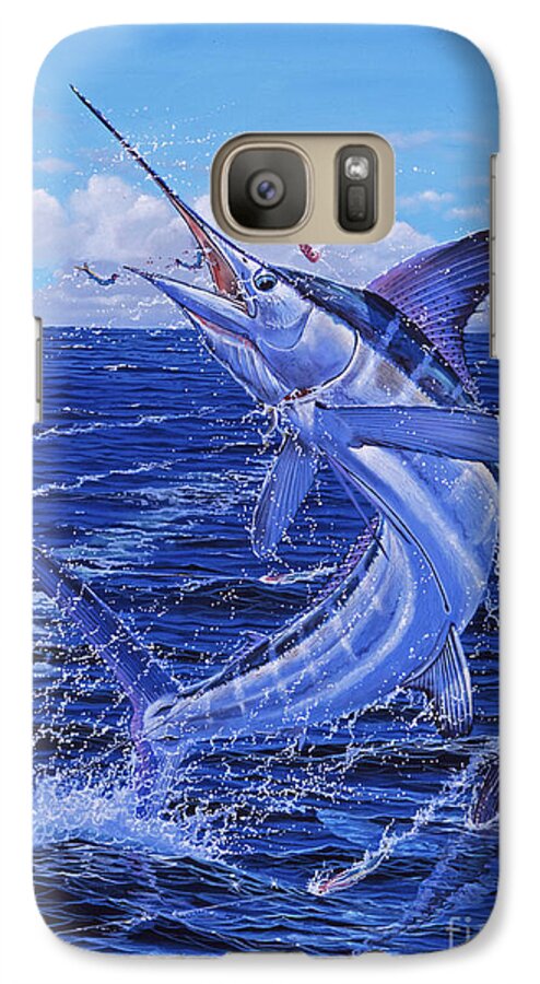 White Marlin Galaxy S7 Case featuring the painting Flat Line Off0077 by Carey Chen
