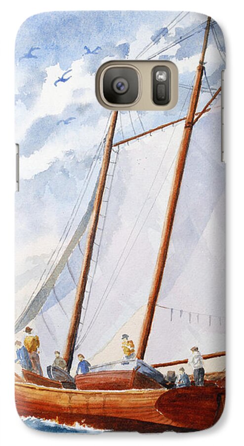 Boat Galaxy S7 Case featuring the painting Florida Catboat at Sea by Roger Rockefeller