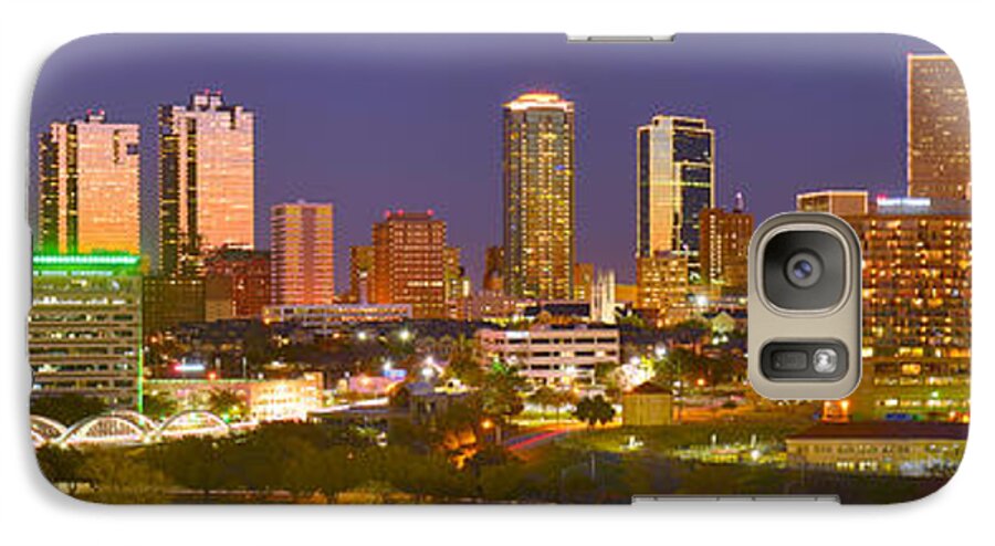 Fort Worth Skyline Galaxy S7 Case featuring the photograph Fort Worth Skyline at Night Color Evening Panorama Ft. Worth Texas by Jon Holiday