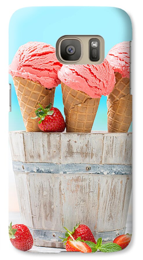 Strawberry Galaxy S7 Case featuring the photograph Fruit Ice Cream by Amanda Elwell
