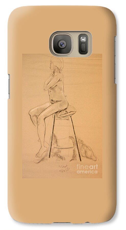 Charcoal Sketch Galaxy S7 Case featuring the digital art Full Nude Profile by Gabrielle Schertz