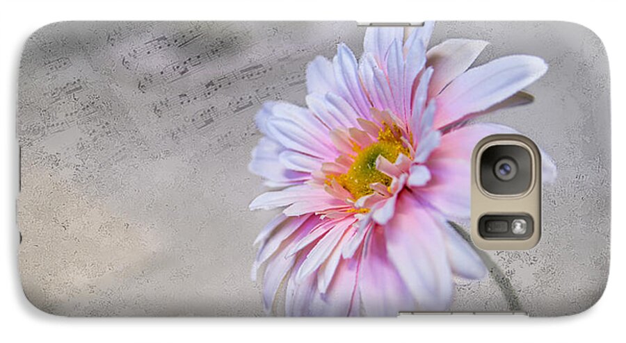 Pink Flower. Green Stem. Photography. Digital Art. Print. Canvas. Texture. Music Staff Galaxy S7 Case featuring the photograph Good Morning by Mary Timman