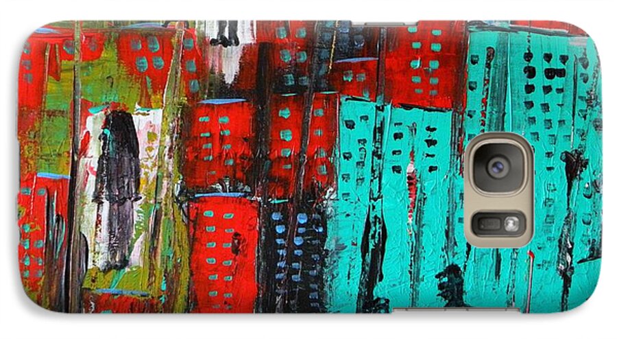City Abstracts Galaxy S7 Case featuring the painting Gritty City by Everette McMahan jr