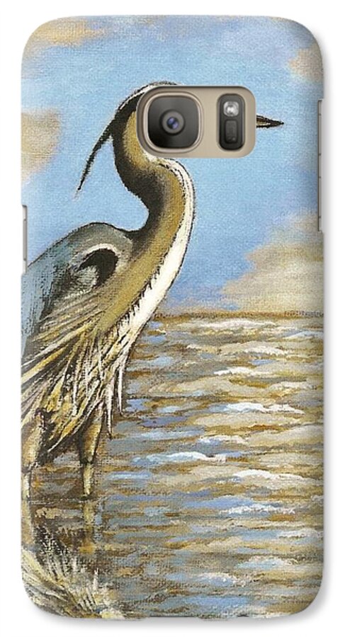 Heron Galaxy S7 Case featuring the painting Heron At Bay by VLee Watson
