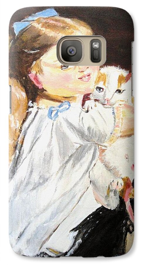 Little Girls Galaxy S7 Case featuring the painting Holding On by Judy Kay
