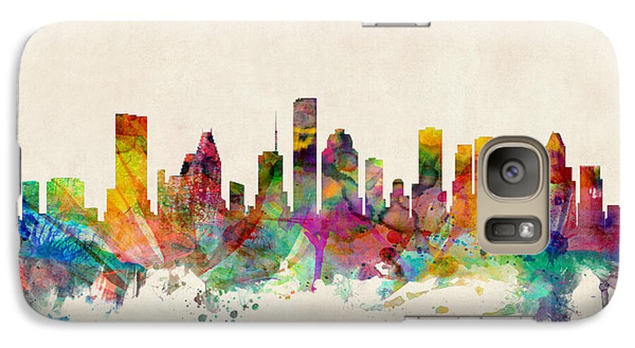 Watercolour Galaxy S7 Case featuring the digital art Houston Texas Skyline by Michael Tompsett