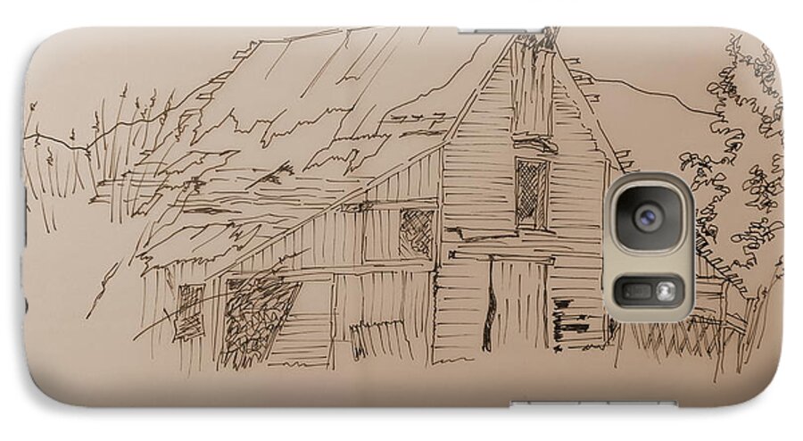 Old Barns Galaxy S7 Case featuring the drawing Idaho Barn by Joel Deutsch
