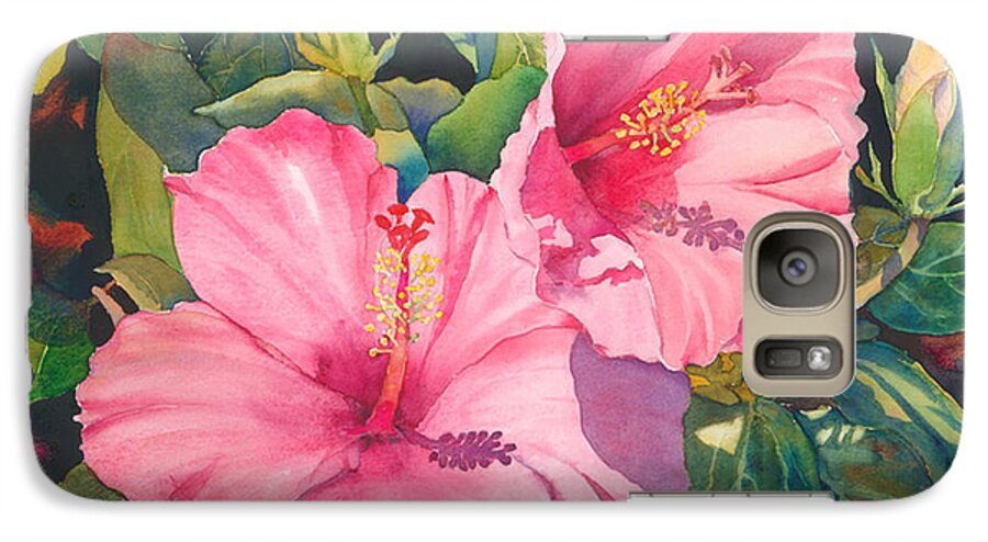 Hibiscus Galaxy S7 Case featuring the painting In the Pink by Judy Mercer