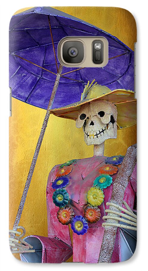 Catrina Galaxy S7 Case featuring the photograph La Catrina with purple Umbrella by Alexandra Till