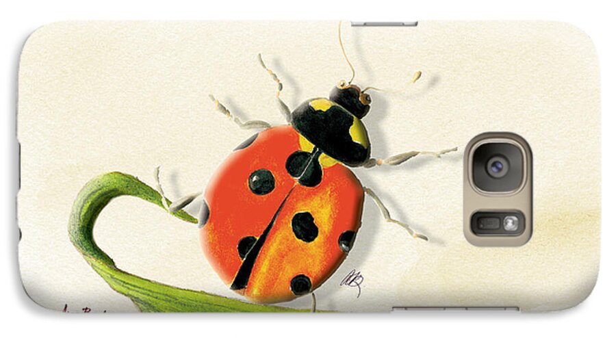 Lady Bug Galaxy S7 Case featuring the painting Lady in the Garden by Anne Beverley-Stamps