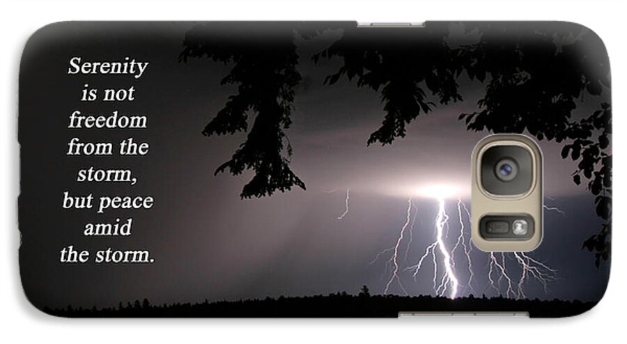 Lightning Galaxy S7 Case featuring the photograph Lightning at Night - Inspirational Quote by Barbara West