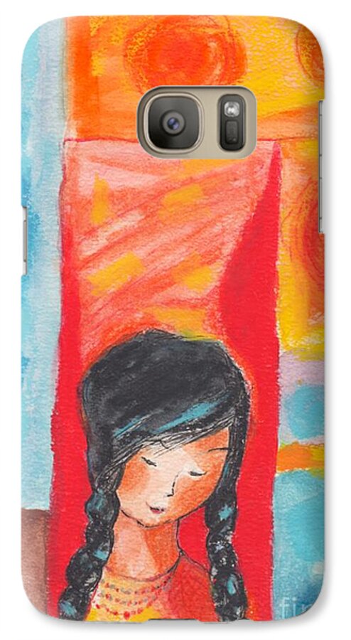 Indian Girl Galaxy S7 Case featuring the painting Little Indian girl by Mary Armstrong