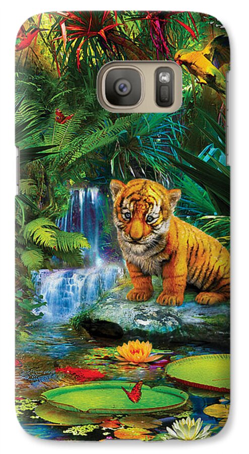 Tigre Galaxy S7 Case featuring the drawing Little Tiger by MGL Meiklejohn Graphics Licensing