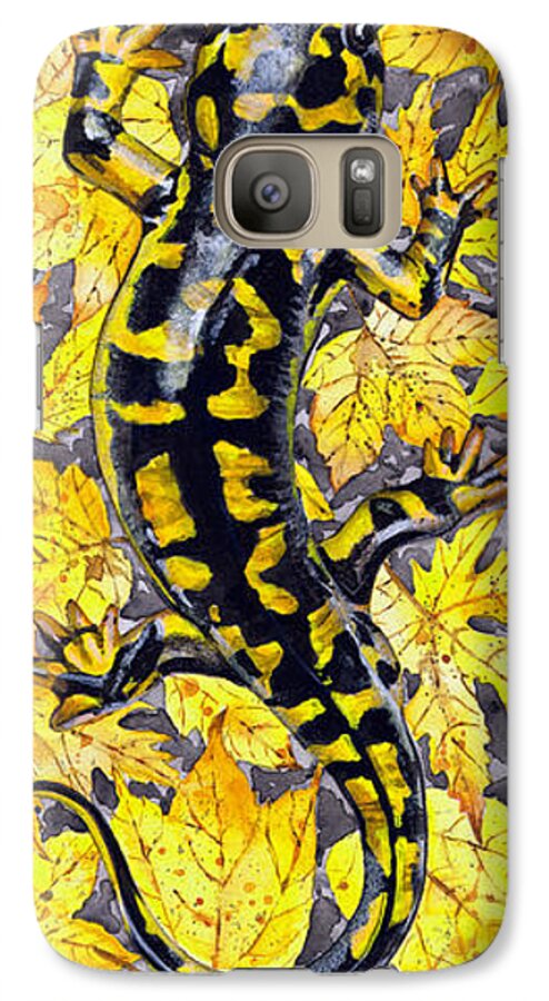 Lizard Galaxy S7 Case featuring the painting LIZARD in YELLOW NATURE - Elena Yakubovich by Elena Daniel Yakubovich
