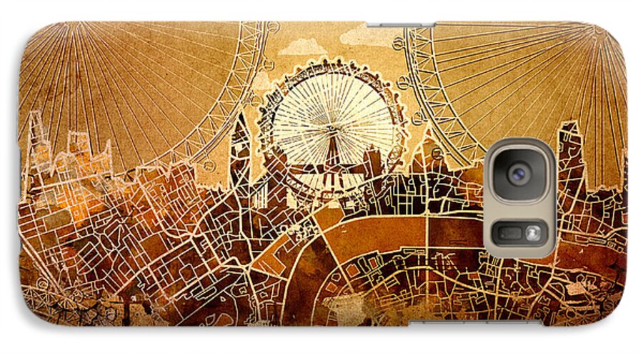 London Galaxy S7 Case featuring the painting London Skyline Old Vintage by Bekim M