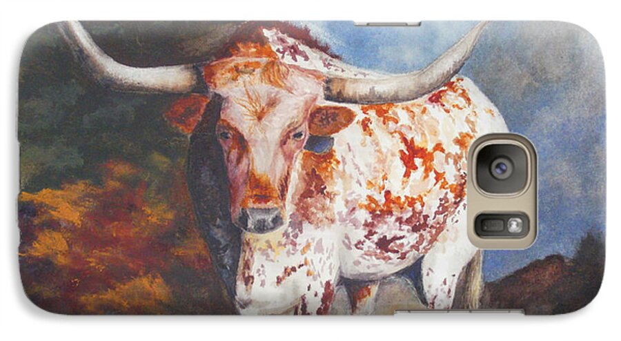 Longhorn Art Galaxy S7 Case featuring the painting Lone Star Longhorn by Karen Kennedy Chatham