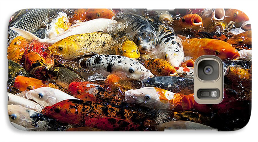 Koi Galaxy S7 Case featuring the photograph Lots of Hungry Koi by Wilma Birdwell