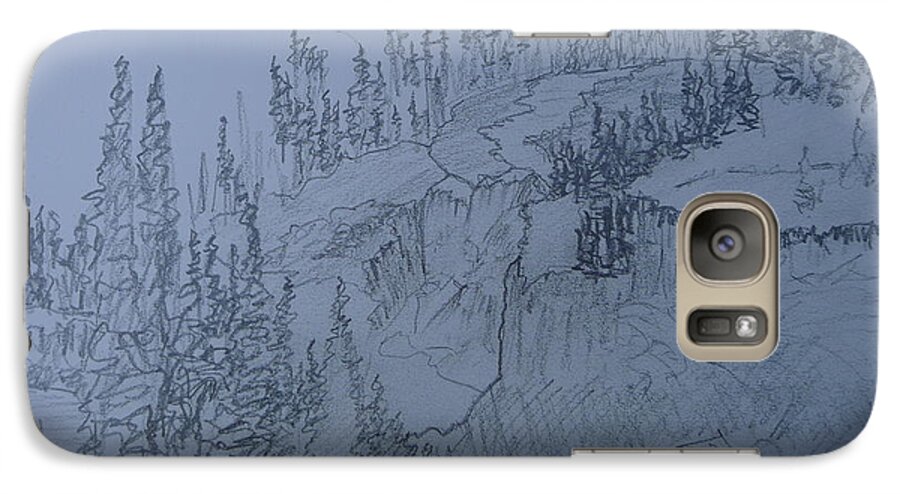 Lower Mesa Falls Galaxy S7 Case featuring the drawing Lower Mesa Falls by Joel Deutsch