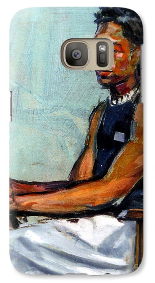 Boy Sitting Galaxy S7 Case featuring the painting Male Figure Sitting by Stan Esson