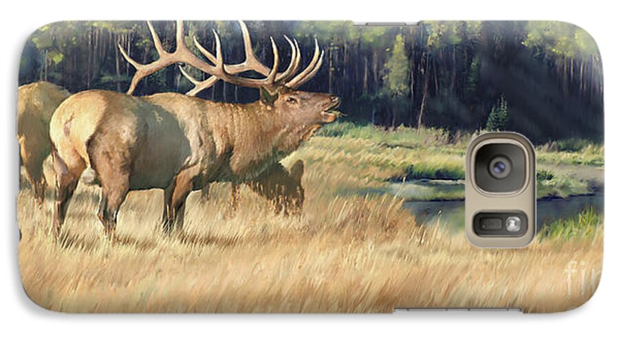 Elk Galaxy S7 Case featuring the painting Meadow Music by Robert Corsetti