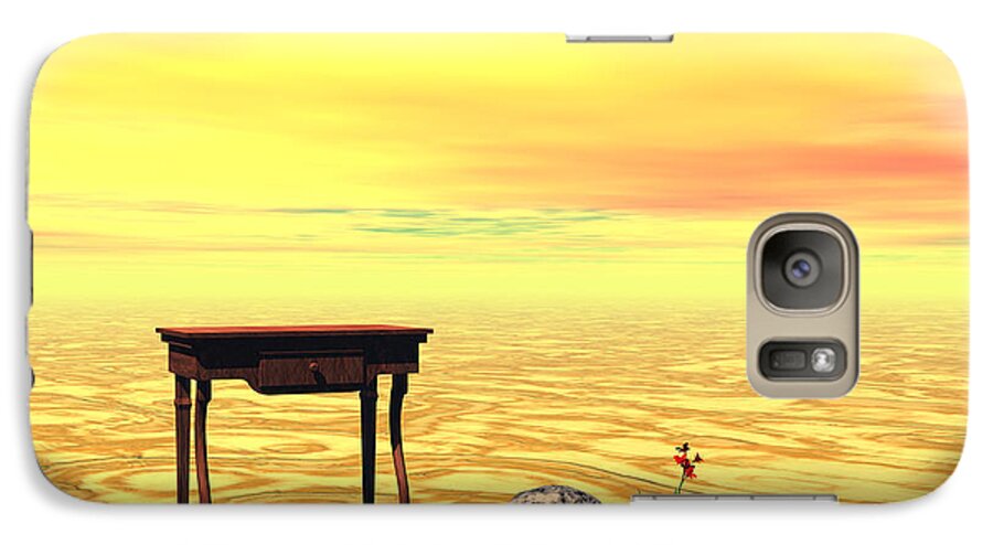 Art Galaxy S7 Case featuring the digital art Meeting on plain - Surrealism by Sipo Liimatainen